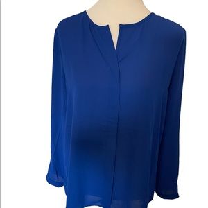 Blue Pleione Blouse - V Neck Size Med